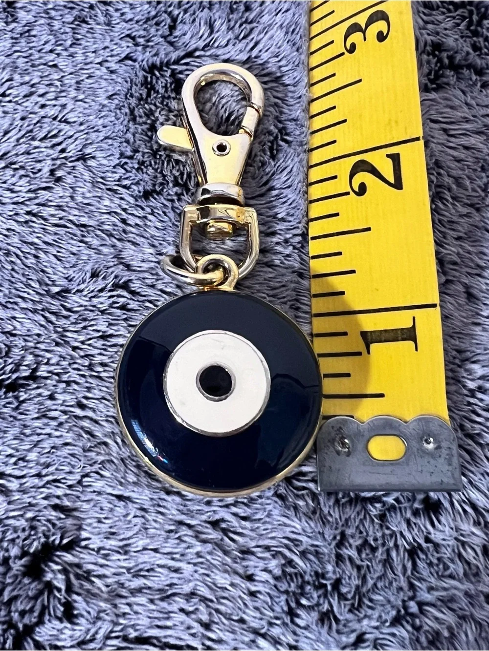 Blue Enamel Evil Eye Charm Keychain